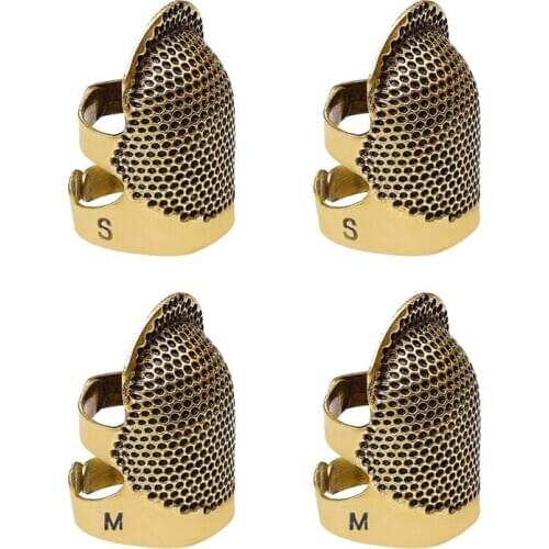 4 Pcs Sewing Thimble Finger Protector Adjustable Finger Metal Shield Protector Pin Needles Sewing Craft Accessories
