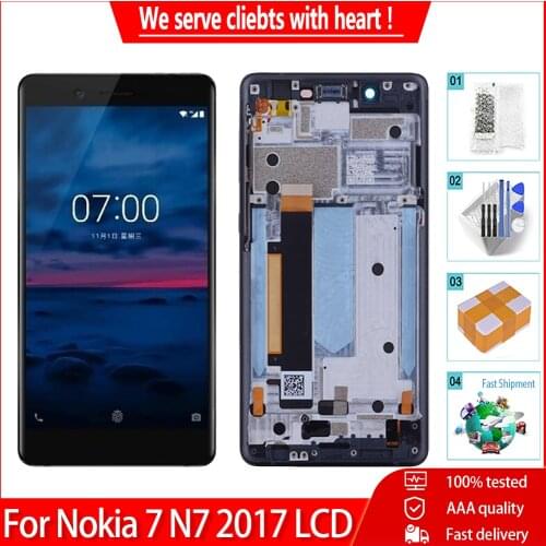 5.2" Original For Nokia 7 TA-1041 LCD Display Touch Screen Digitizer Assembly+Frame Replacement For Nokia N7 2017 LCD