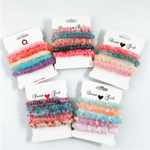 5pcs/set Print Chiffon Scrunchies For Women Elastic Hair Bands Hair Ties For Girls Hair Rings Headwear Accessories