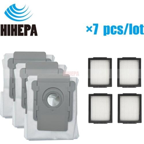 7pcs/lot HEPA Filter & Dust Bags Replacement for iRobot Roomba i7 E5 E6 I Series Robot Vacuum Cleaner parts