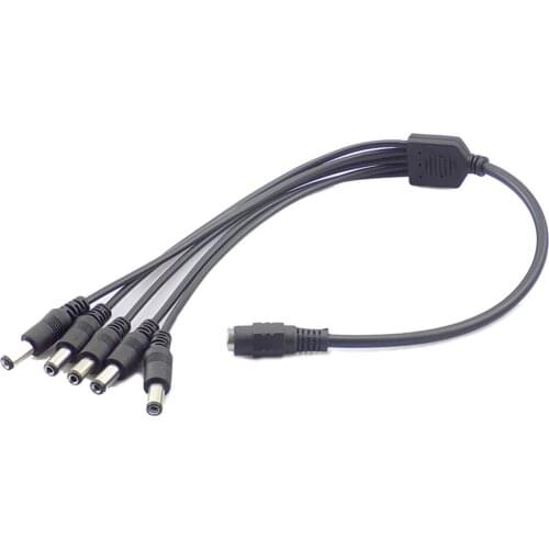5.5mm*2.1mm 1 Female to 5 Male DC Power jack Adapter 5 way Splitter Plug Connector Cable Supply for CCTV Camera led strip Light