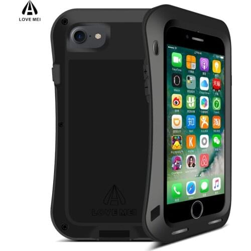 LOVE MEI Armor Case For iPhone 7 7 Plus Small Waist Metal Aluminum Cover For iPhone 8 8 Plus Water/Shock/Rain Proof Phone Case