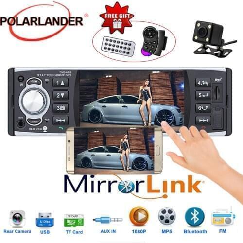 Car Radio 1 DIN MP5 Player 4.1 Inch RDS Bluetooth Mirror Link Touch Screen Autoradio Audio Stereo HD FM Auxin USB / TF Cassette