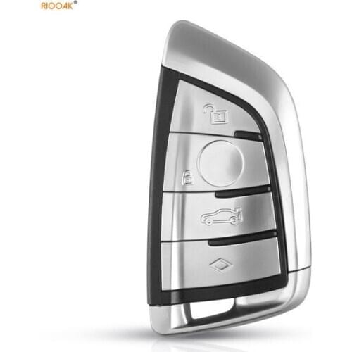 RIOOAK 4 Buttons Smart Car Key Case Cover for BMW 1 2 3 4 5 6 7 F Series X1 X5 X6 X5M X6M X1 X3 F Chassis CAS4+ FEM Key Shell