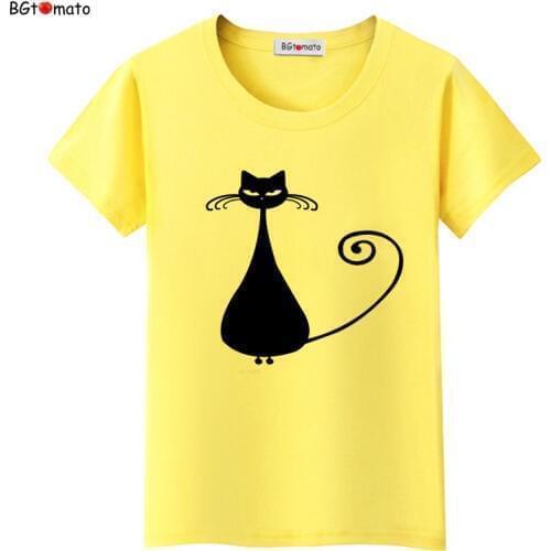 BGtomato elegant black cat shirt women top tees lovely 3d printed t-shirts hot sale clothes casual t shirt women