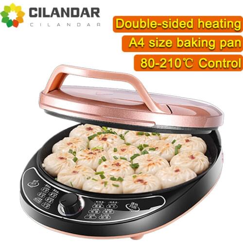 CILANDAR Electric Baking Pan Double-sided Heating Suspension Type Crepe Maker Skillet Pancake Baking Machine Pie Pizza Griddle
