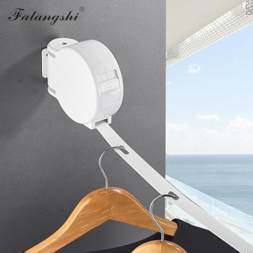 Falangshi Retractable ClothesLine Rack Indoor Outdoor Drying Rack White Black Color TPU Rope Clothes Hanger Wall Mounted WB3010