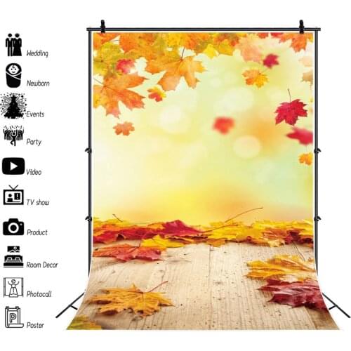 Yeele Photocall Photography Autumn Backdrop Maple Glitter Shine Leaves Baby Portrait Background Photographic For Studio Shoot