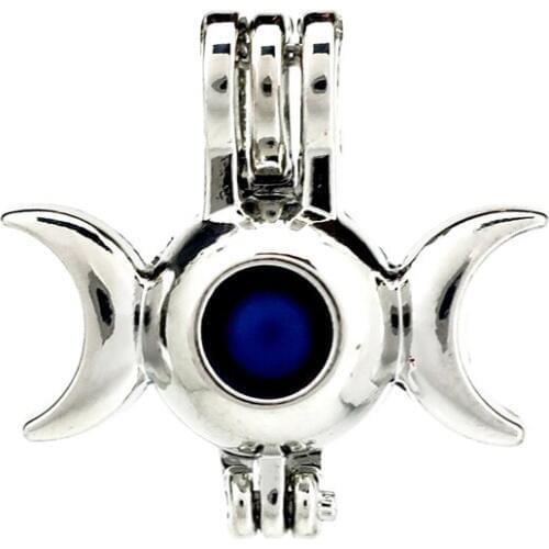 K917 5pcs/lot Silver Alloy Moon Round Beads Pearl Cage Pendant Locket Fairytale Party Essential Oil Diffuser