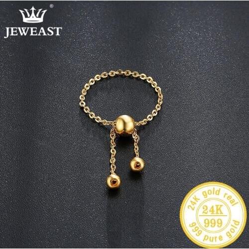 24K Pure Gold Ring Real AU 999 Solid Gold Rings Elegant Shiny Heart Beautiful Upscale Trendy Classic Jewelry Hot Sell New 2020