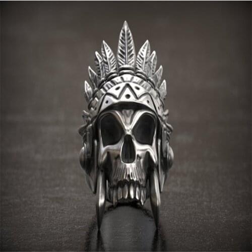 Bohemia Fashion Artistry Savage Skull Mask Ring Men Club High Quality Hip Hop Steampunk Jewelry for Man Warrior 3D Finger Rings