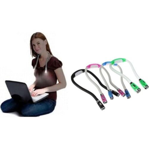 Creative Neck Cuddle Lamp LED Night Light Flexible 4 Modes LED Battery Powered Handsfree Reading Book Light Lamp Ipad Laptop