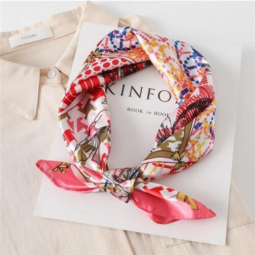 Summer Scarf Square Fashion Bag Scarves Silk Kerchief Lady Hair Shawl Wraps Neck Foulard Print Designer Women Bandana Head Hijab