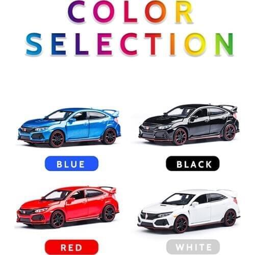 For fit civic alloy car model 6 open door metal children acousto optic return force toy car model