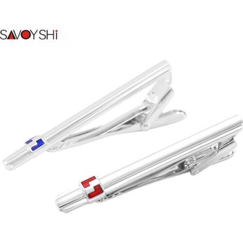SAVOYSHI Tie Clips for Men High Quality Enamel Necktie Tie Bar Clasp Clip Clamp Pin Fashion Brand Men Jewelry Gift Sale