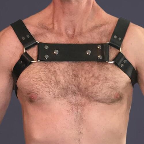 2021 Men BDSM Bondage Lingerie Harness Costumes Cosplay Rivet Belts Adjustable Gothic Leather Tops Body Chest Crop Top Club Male