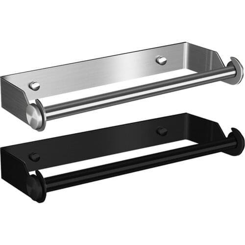 Stainless Steel Paper Towel Holder Wall Mount Plastic Wrap Toilet Roll Paper Towel Hanger Rack Storage Organizer