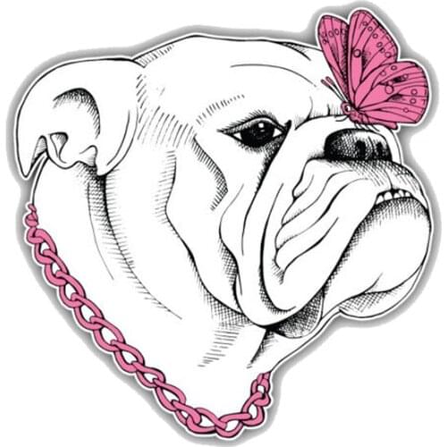 New Funnyg Bulldog Dog Girl Car Sticker Car Decals Vinyl Car Window Scratches Waterproof PVC 13cm*13cm