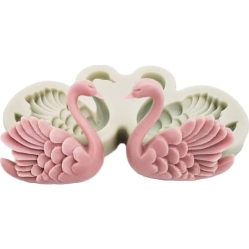 New Swan Silicone Mold Couple Birthday Cake Decoration Mould Chocolate Mold K484