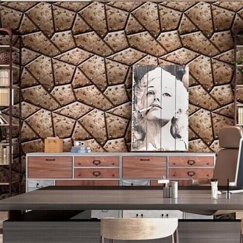 New Retro nostalgic industrial wind wallpaper 3d bar gray coffee restaurant barbecue shop internet cafe TV background wall paper