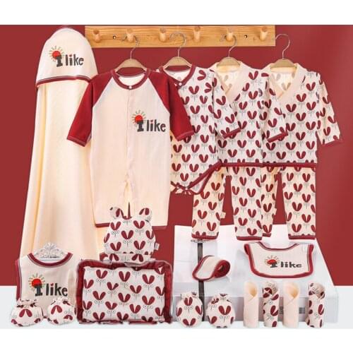 Baby Girl Clothing Outfits Cotton Boys Clothes Sets Spring Autumn Jumpsuit Red Grey 20 Pcs/set