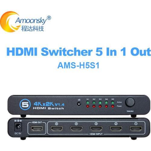 2.0 4K 60HZ HDR HDMI-Compatible Splitter Switch 5 In 1 Out HDMl Switcher Audio Extractor ARC & IR Control For PS3 PS4 HDTV