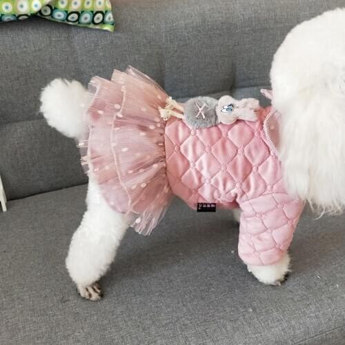 Dog Cat Thick Princess Dress Clothes Winter Pet Sweety TuTu Skirt Lace Mesh Yarn Wedding Skirts for Teddy Small Large Dogs Cats