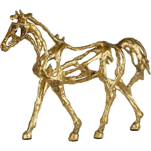 MODERN SIMPLE ALLOY PLATING MATTE GOLD AND SILVER HOLLOW OUT STAND HORSE STATUE CREATIVE HOME DECORATION ACCESSORIES X3584