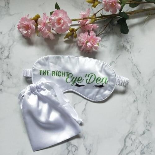Custom Logo Eye Mask Personalized Printed White Silk Sleep Mask With Bag Bachelorette Party Gifts Silk Sleeping Eye Mask Cover