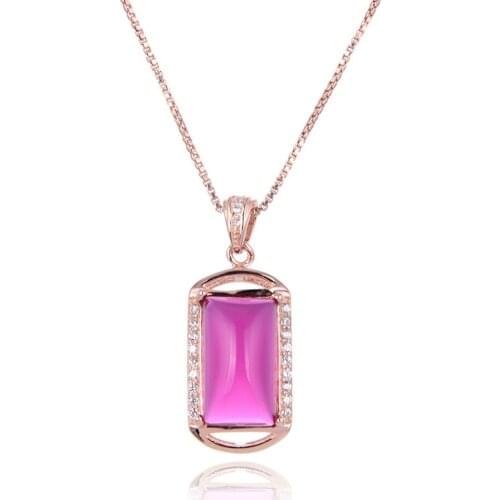 S925 Stereling Silver Necklace Pendant for Women Geometric Gemstone Clavicle Chain Pendant for Wedding Gifts Without Necklaces