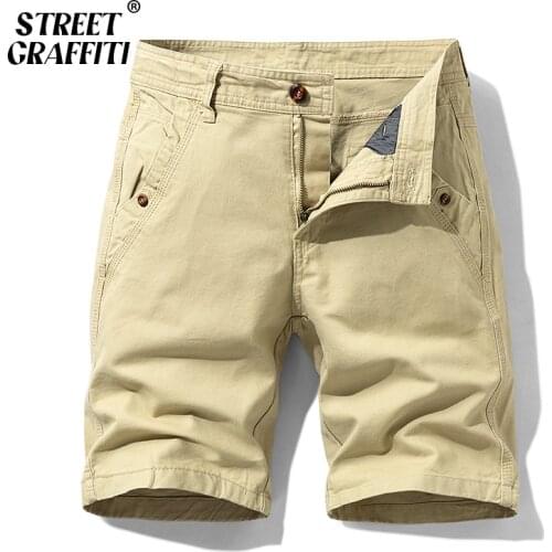 GRAFFITI Summer Men Cotton Solid Mens Shorts Clothing 2021 New Spring Casual Short Business Fashion Social For Beach Pants