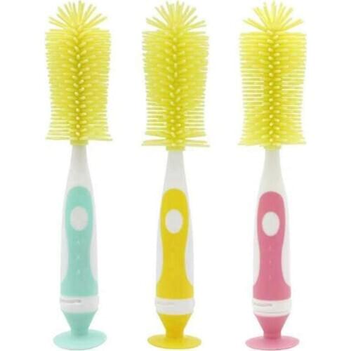 Silicone+PP Baby Bottle Brushes Nipple Brushes Spout Tube Teat Sponge Feeding Bottle Cleaning Brush Multifunctional