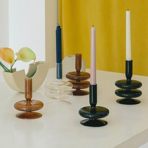 Glass Candle Stick Holders Taper Candles Holder for Candlestick Dinner Candles Party and Wedding Centerpieces Table Decoration