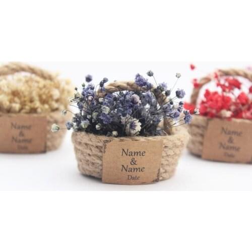 Mini Dried Flower Basket , Personalized Favors , Rustic Wedding Favors ,Bridal Shower Favors, Rustic Wedding Gift, Mini Bouquet