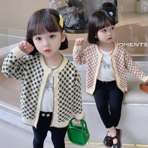 Girls Sweater Babys Coat Outwear 2021 Sweet Thicken Warm Winter Autumn Knitting Casual Cardigan Top Cotton Childrens Clothing