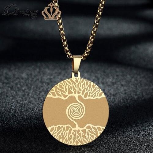 World Peace Tree Of Life Necklace Men Women Gold Stainless Steel Jewelry Medallion Pendant Yggdrasil Viking Necklace Dropship