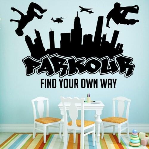 Funny parkour House Decoration Accessories For Living Room Kids Room Vinyl Art Decal wallstickers