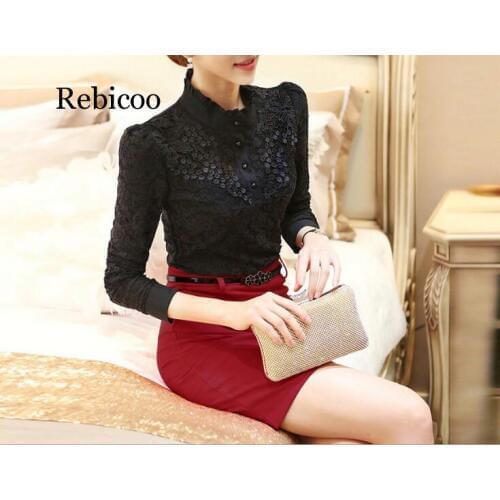 Top Femme Autumn Winter Blouses For Women Long Sleeve Lace Floral Patchwork Blouse Shirts Casual Tops Blusas Plus Size 3XL