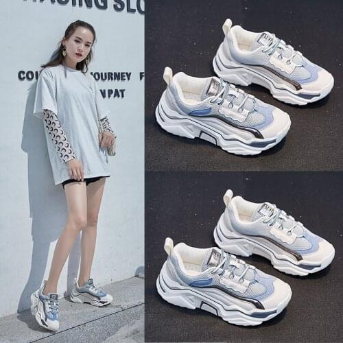 Color matching old shoes womens thick-soled tide ins wild students super fire show feet small and lightweight womens shoes