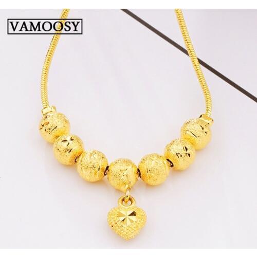 New 24K Gold Color Jewelry Love Heart Necklaces & Pendants snake Chain Choker Necklace Collar Women Statement Jewelry Bijoux