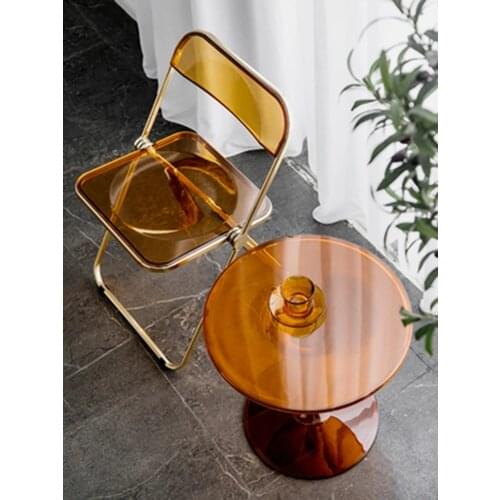 Coffee table fashion simple Mini transparent coffee table Nordic leisure small round table small family living room round edge t