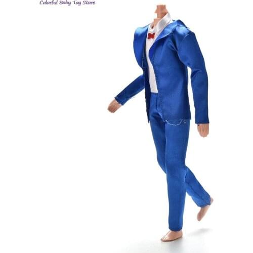 1 Set High Quality Blue Color Coat Shirt Pants Clothes Suit For Ken Dolls Clothing