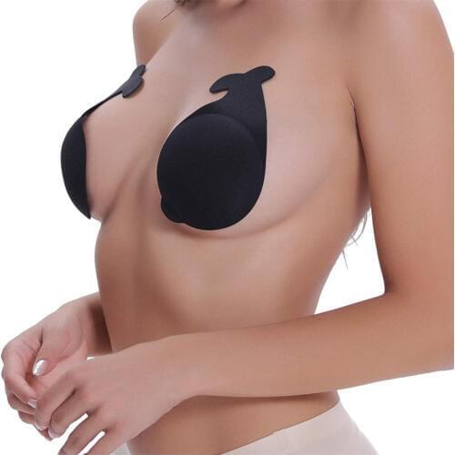 1 Pair Reusable Women Breast Lift Nipple Cover Invisible Dolphin Tail Nipple Stickers Adhesive Strapless Backless Silicone Bra