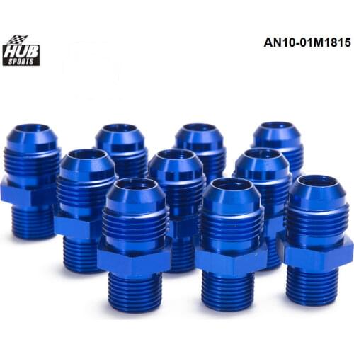10PCS/LOT Blue Anodized Aluminum Union Adapter Fittings For Oil Cooler/ Fuel Tank/Fuel Pump AN10-01M1815