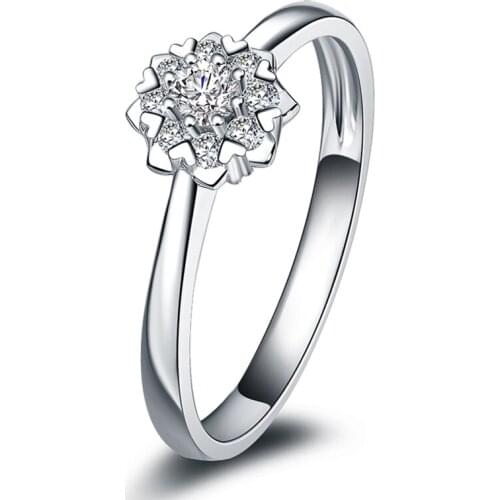 100% Natural Real Diamond Round 0.15carat 3.5mm with small size diamond Halo Engagement 14k White Gold For Women