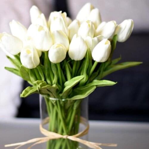 20PCS Tulip Artificial Flower Real Touch Artificial Bouquet Fake Flower for Wedding Decoration Flowers Home Garen Decor