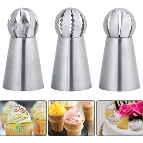 3pcs Russian Flower Icing Piping Nozzles Tips Stainless Steel Kitchen Cake Decoration Nozzles Lace Mold Icing Baking Pastry Tool
