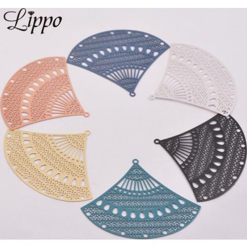 30pcs AA4297 40*50mm Hyperbolic Sector Charm Large Prints Pendant Earring Connector Brass Jewelry Earring Accessories Findings