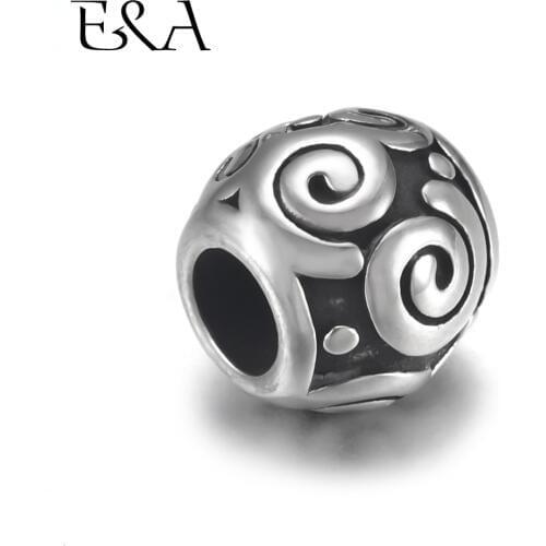 4pcs Stainless Steel Bead Spiral 5mm Hole for Leather Jewelry Bracelet Making Metal European Beads DIY Supplies Parts