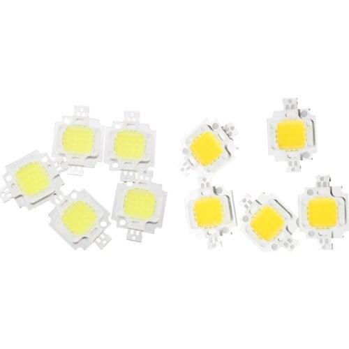 5 PCS IC LED Bulb Warm White 10W 3200K 800LM 9 - 12V With 5 Pcs 10W High Power White LED Light Lamp